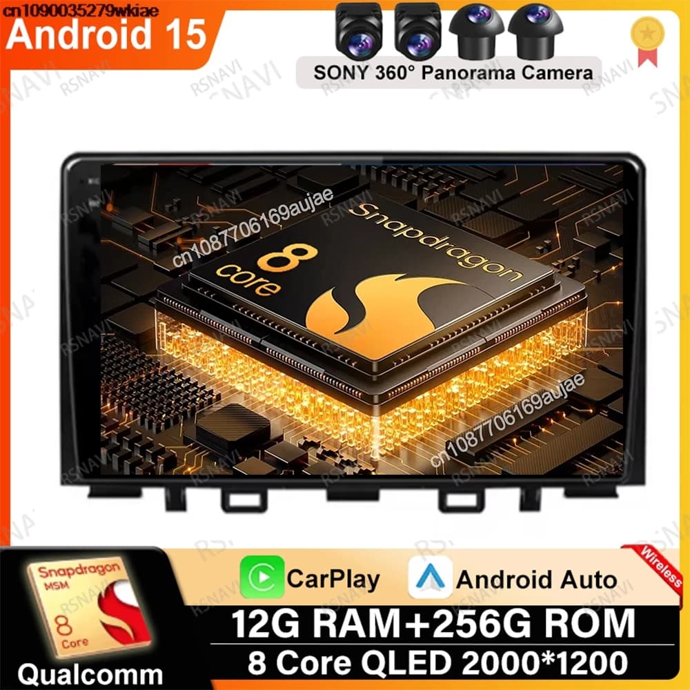 Android 15 For Kia RIO Stonic YB 2016 2017 - 2022 DVD 8 Core NO 2DIN RDS 360 Camera Head Unit Wireless IPS Multimedia Snapdragon