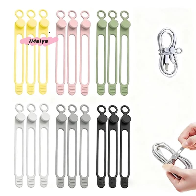 M-10pz Fascette in Silicone per Cavi, Organizzatore di Cavi, Fascette Riutilizzabili, Organizzatore da Viaggio, Fascette Elastiche Carine, Legacci per Fili
