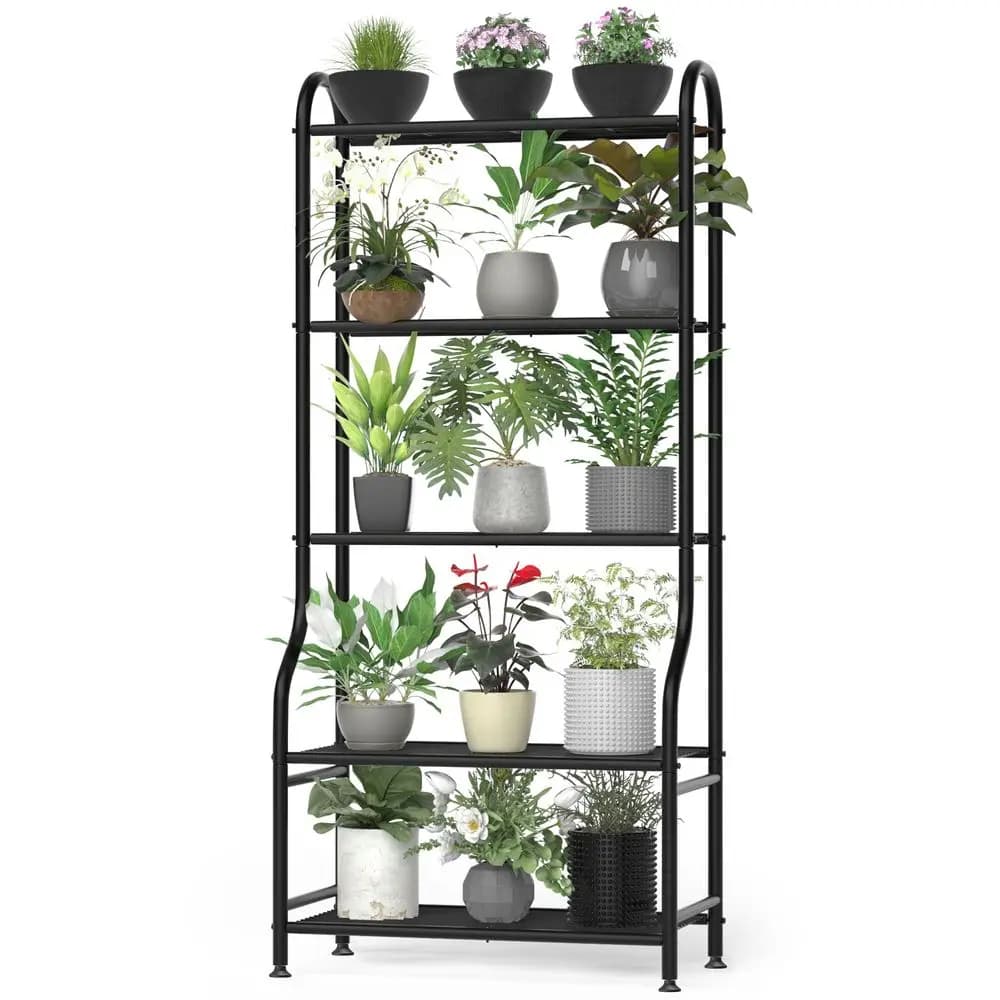Support for Heavy Duty Metal Plants, Internal and Exterior Flower Shelves for More Vases, Vertical Plant Door High 65 cm with Adjustable Feet