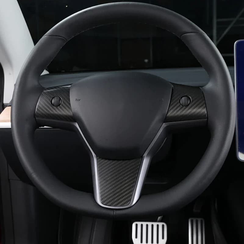 Wall sticker for steering wheel cover for Tesla Model 3 Model Y Cover frame in real carbon fiber Edit interior in real carbon 2017-2023