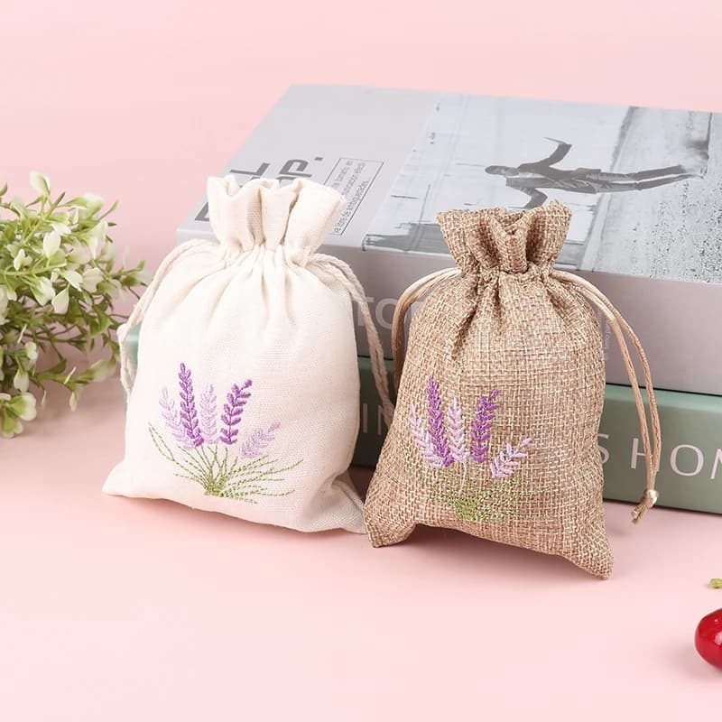 1 pcs lavender bags of aromas of dried flowers embroidery lavender bags of cotton jute bags aromatherapy bag