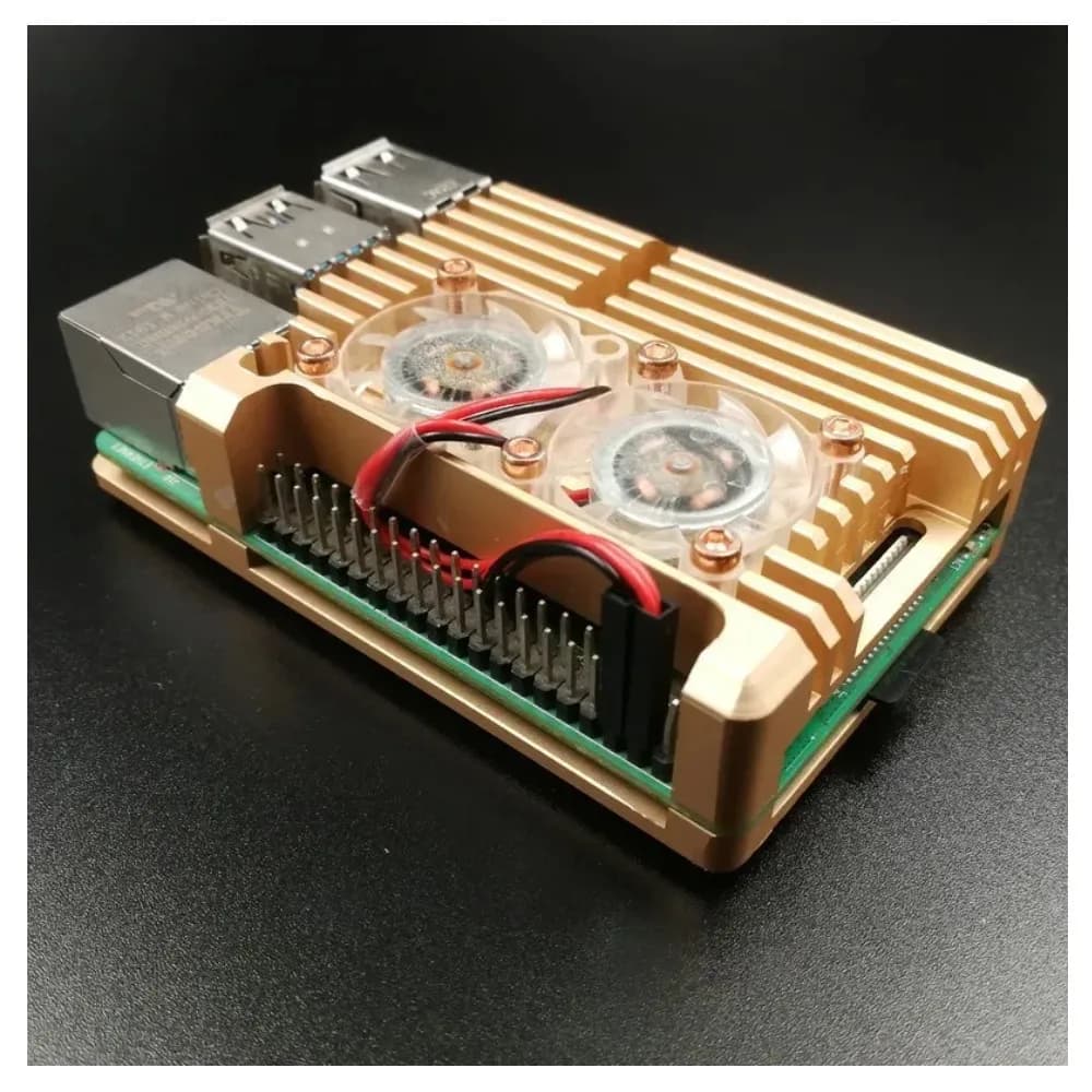 Aluminium case Raspberry Pi 4/3 with double cooling fan Metal shell Black case for RPI Raspberry Pi 4B/3B/3 B+