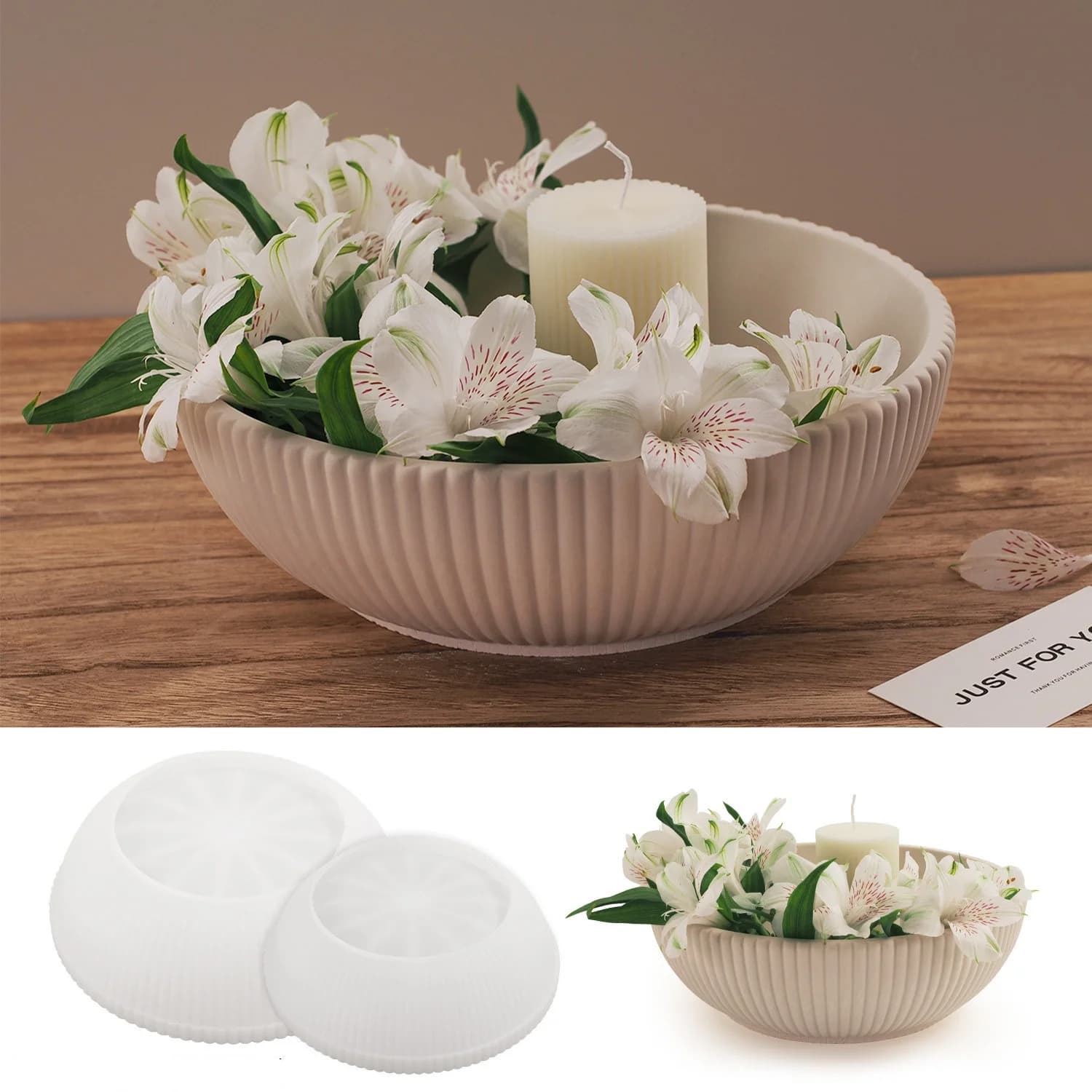 Stampi in silicone a specchio per resina cristallina fai da te, gesso, cemento, ciotole porta candele, grandi vassoi portafrutta e contenitori decorativi