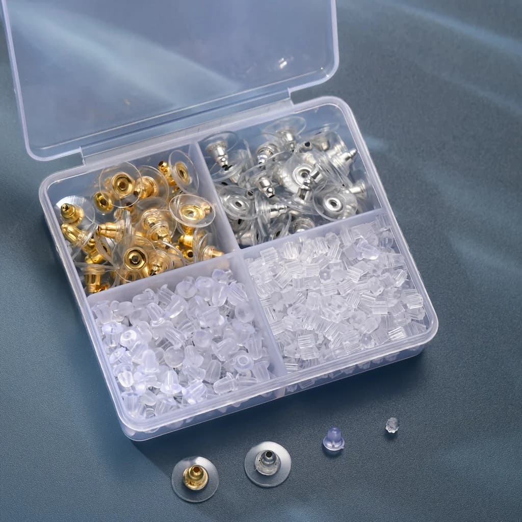 620pcs Silicone Earring Backs Set - Hypoallergenic, Clear Bullet Clutch Stoppers for Studs & Hoops, 4 Styles Included
