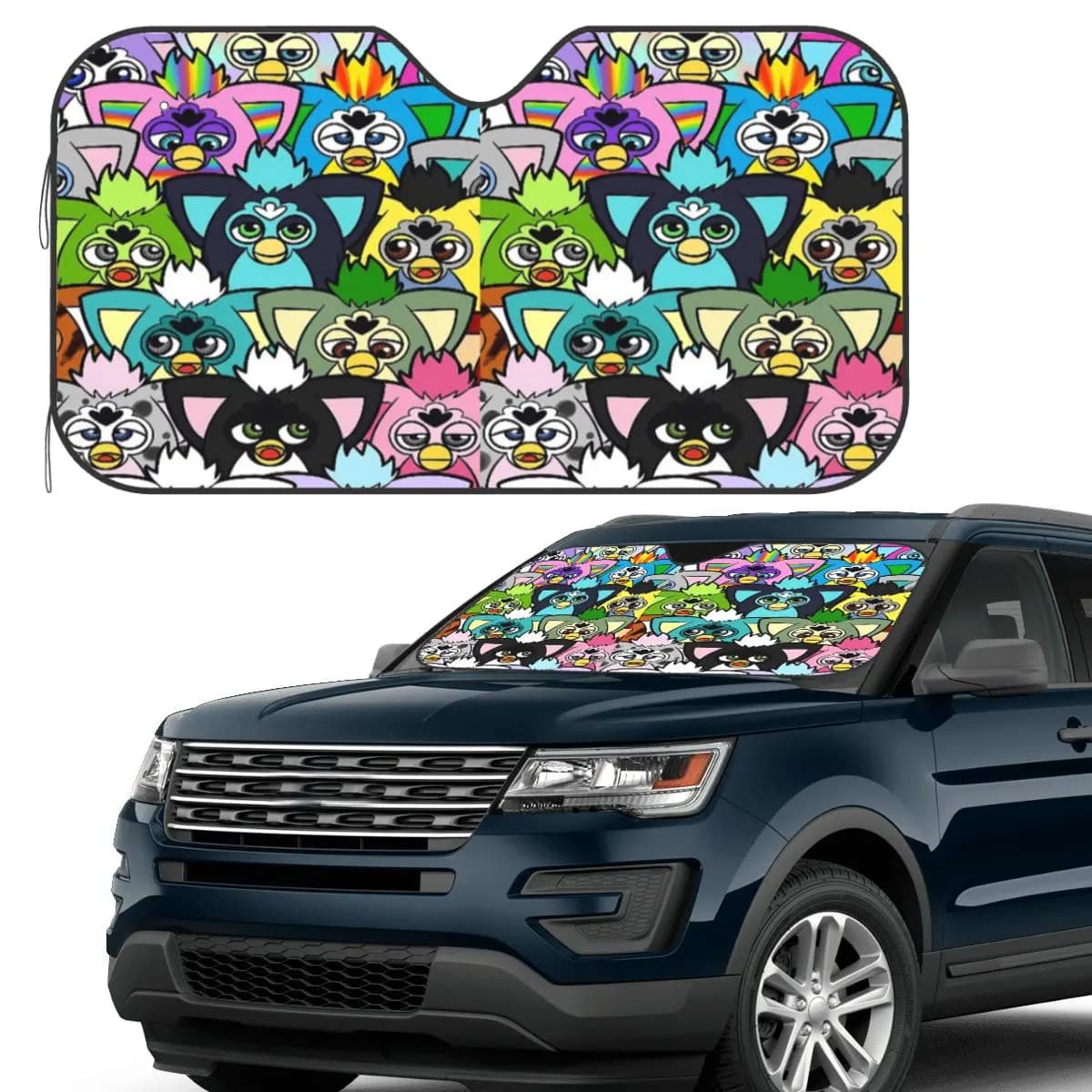 Nightmare Furby Cartoon Robot Toys (7) Parabrezza parasole Parabrezza anteriore per auto Finestra Visiera parasole Accessori Coperture