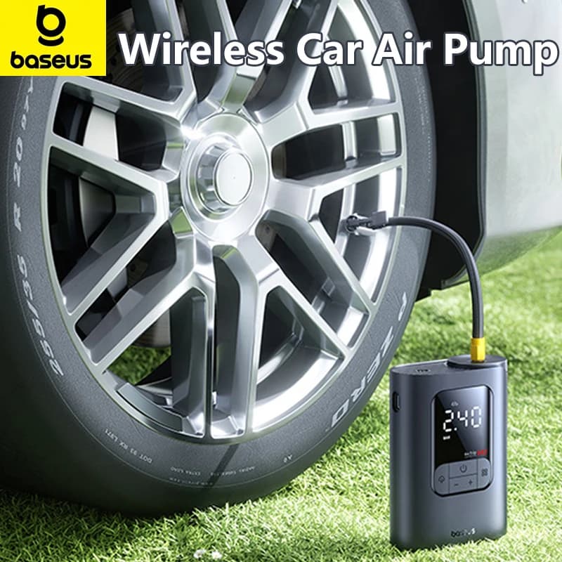 Baseus Pompa d'aria per auto wireless Display digitale LCD Gonfiatore elettrico per pneumatici Compressore d'aria portatile per auto Moto Palla da bicicletta