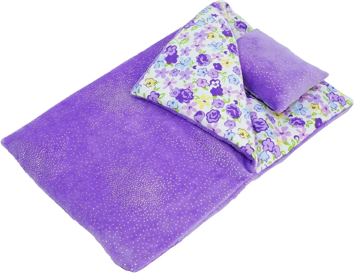Sacco a pelo per bambole Cozy Dream reversibile - Set da gioco in 2 pezzi con cuscino - Adatto per bambole da 18 pollici - Regali per ragazze dai 2 ai 4 anni