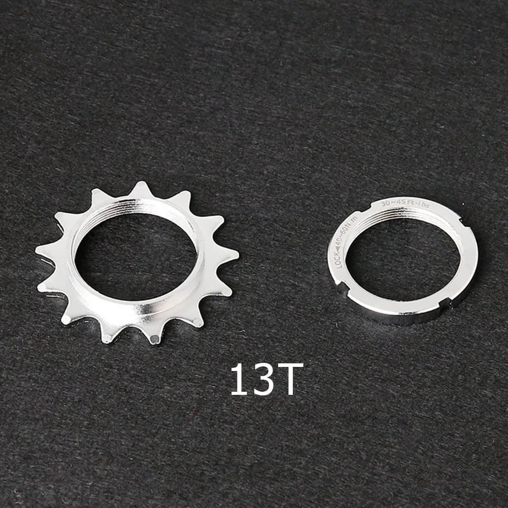 Set Pignone e Anello di Bloccaggio per Bici a Scatto Fisso in Acciaio, Compatibile con Catena 1/8 e Filettatura Standard del Mozzo