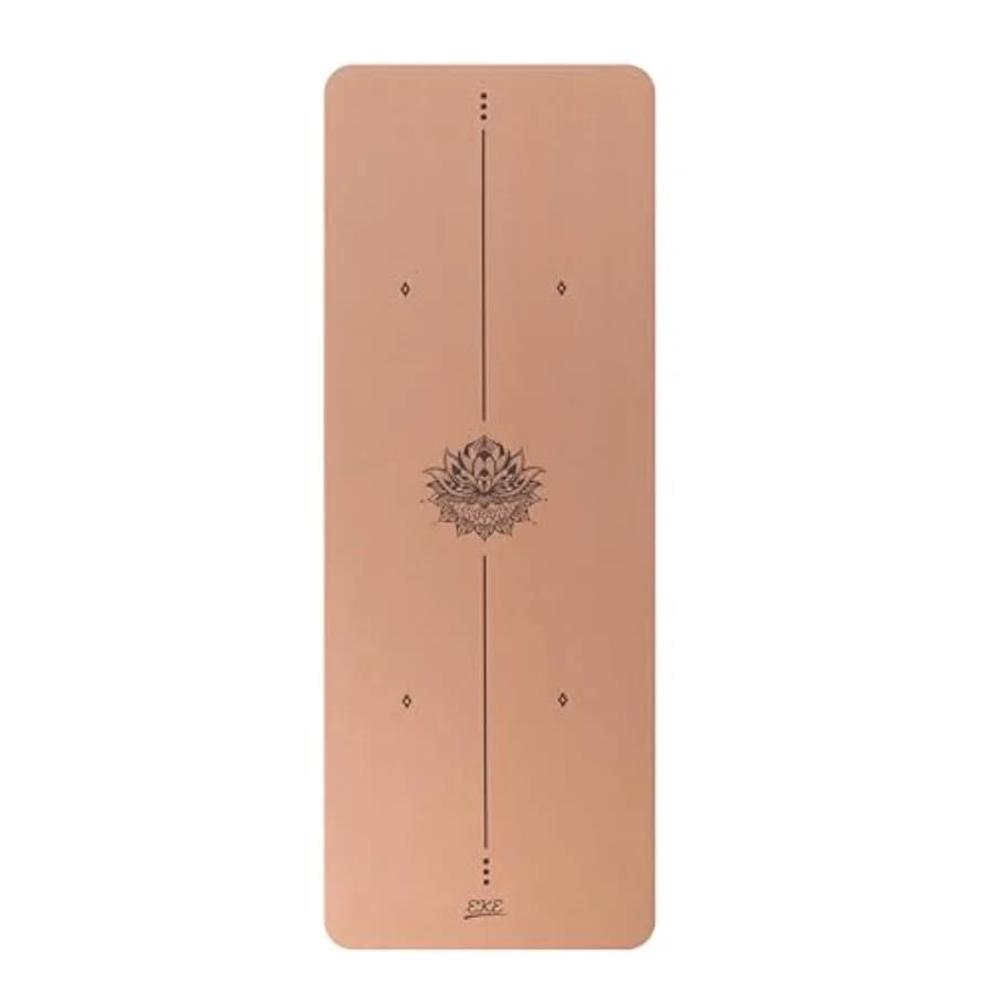 Tappetino Yoga in Sughero con Linee Guida - Superficie Antiscivolo e Anti-Sudore - Materiali 100% Riciclabili - Ecologico - Ideale per Hot Yoga