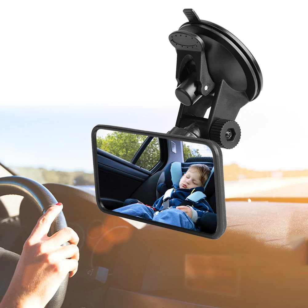 Specchietto Retrovisore Regolabile per Auto, Monitor per Bambini con Ventosa per Sedile di Sicurezza