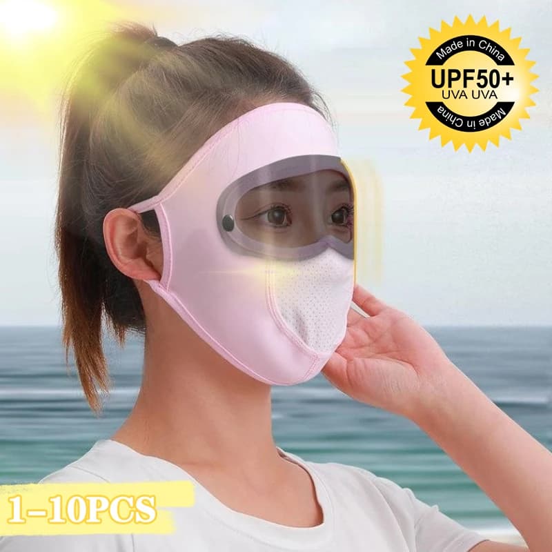 Parasol mask from Cycling 1-10 Pieces with Full Protection for Face, Eye Hooks and Adjustable Holes for Breathing, Solar Protection with Lenti