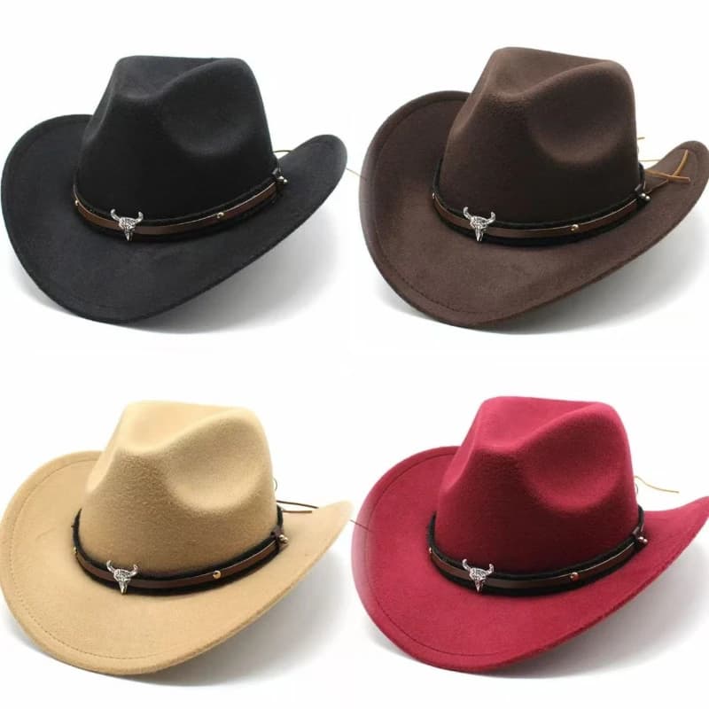 Nuovi cappelli in denim per uomo e donna, cappelli da cowboy western, cappelli con cintura a stella a cinque punte, cappelli in morbida lana