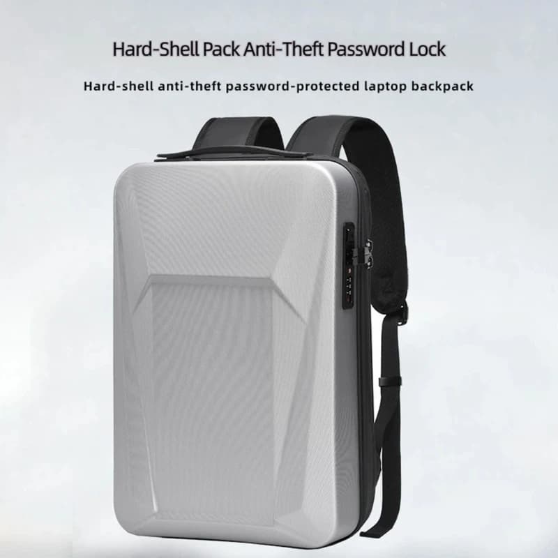 Laptop Carry Bag for 15.6 In Devices, Rigid Shell Front, Storage Room, Lock Design Backpack Wide Opening Main Section K1KF