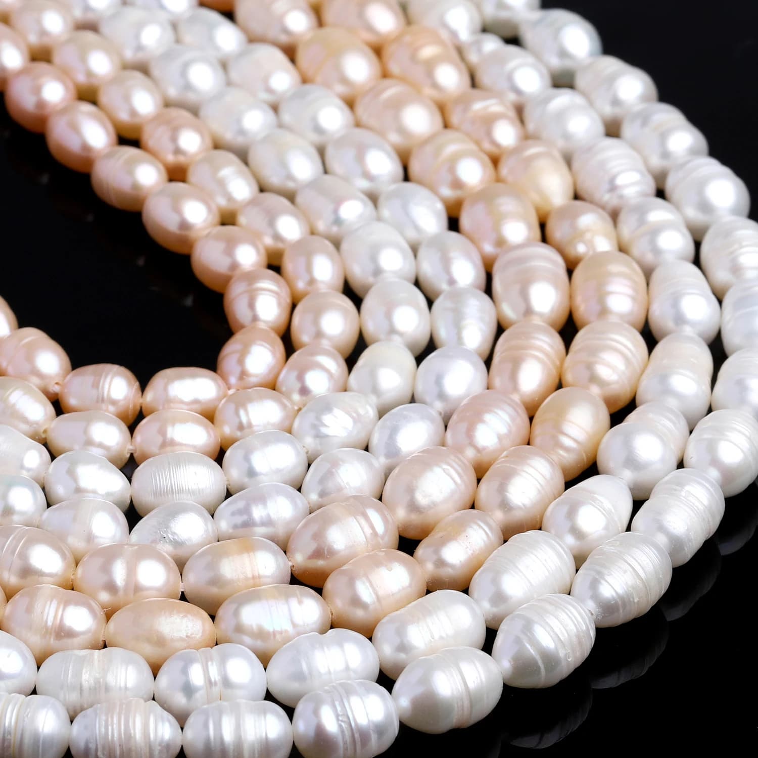 6-8mm Irregular Rice Shape Natural Freshwater Pearl Bead For DIY Elegant Bracelet Beading Jewelry Making Charm Necklace Earring