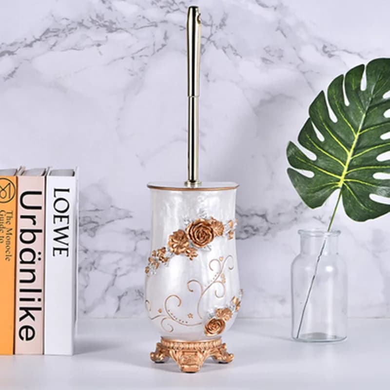 Set da bagno spazzola per la pulizia Vintage Set di accessori per wc scopino per wc resina + manico lungo in acciaio inossidabile forniture per il bagno