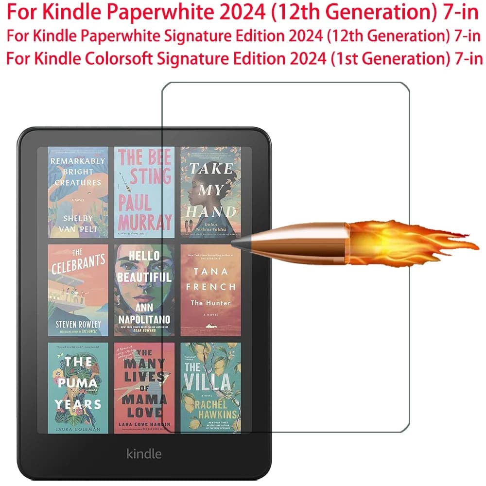 Vetro temperato per Kindle Paperwhite 2024 (12a generazione) 7 pollici per Kindle Colorsoft Signature Edition 7'' Proteggi schermo