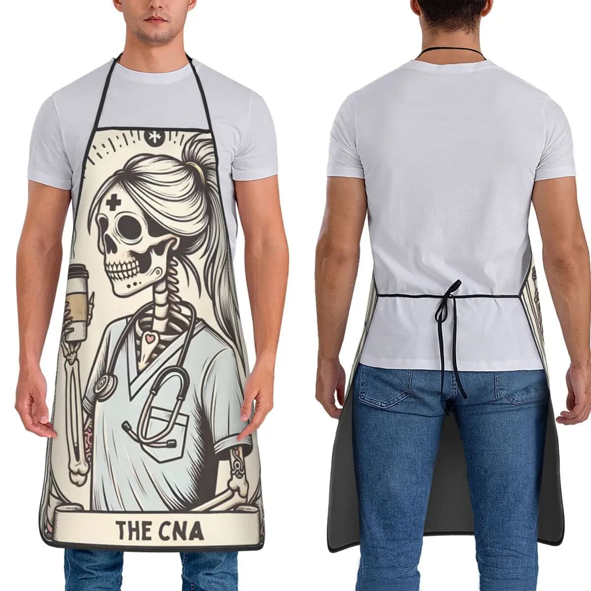 Grembiule da infermiera certificato con tarocchi, grembiule da chef, cucina, tablier, bavaglino senza maniche, pulizia della cucina, per donna, uomo, pittura