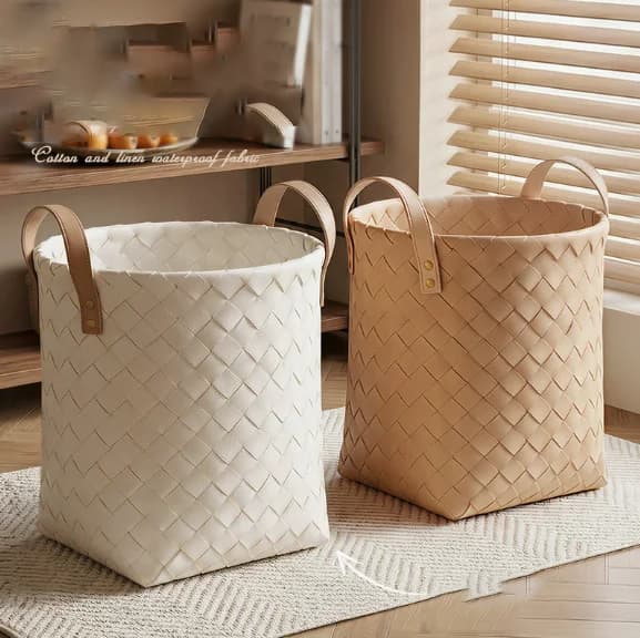 Cesto Portabiancheria di Grande Capacità, Imitazione Vimini, Cesto Portaoggetti per Giocattoli e Snack, Cesto per Bucato Domestico