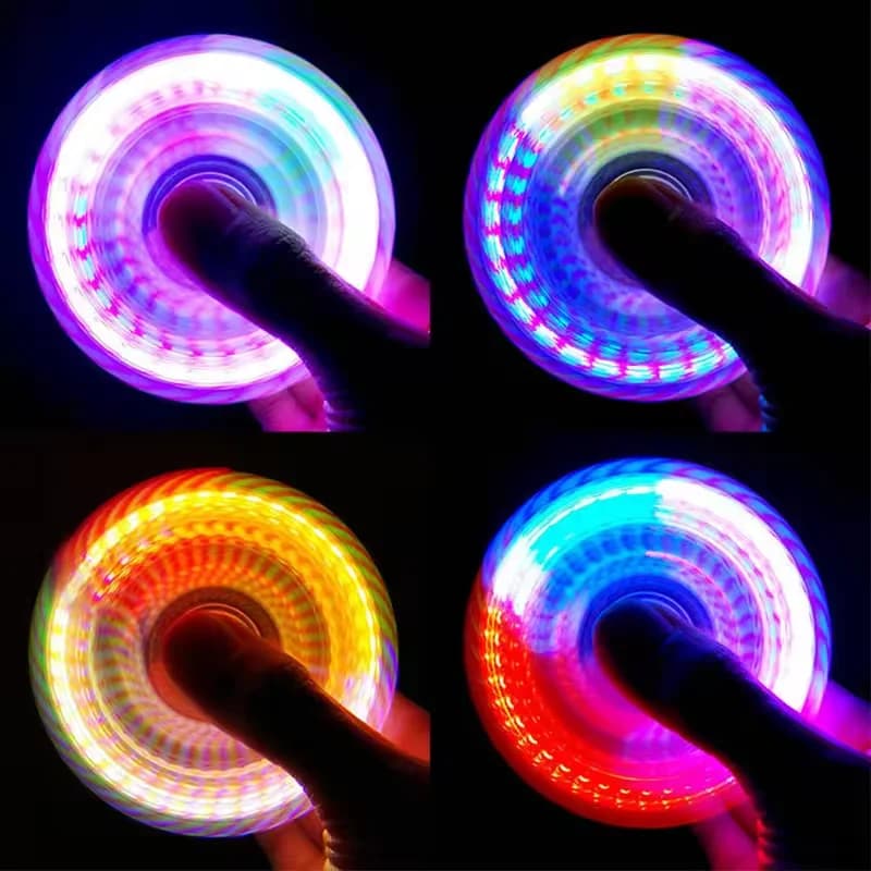 Cristallo luminoso LED luce Fidget Spinner Mano Top Spinners Glow in Dark Light EDC Figet Spiner Dito Giocattoli antistress