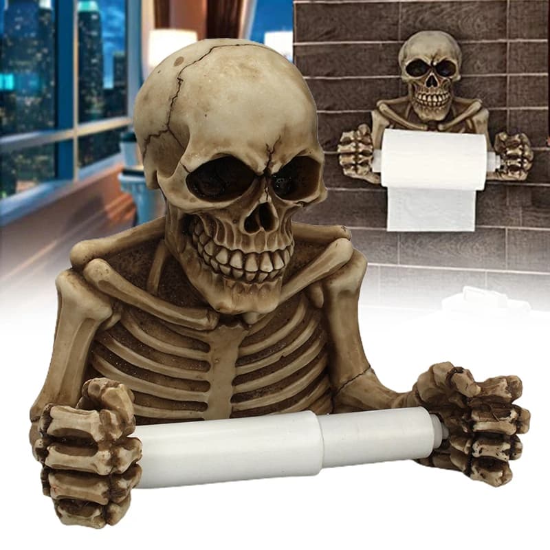 Porta carta igienica teschio creativo a parete impermeabile Rack bagno per la decorazione di Halloween
