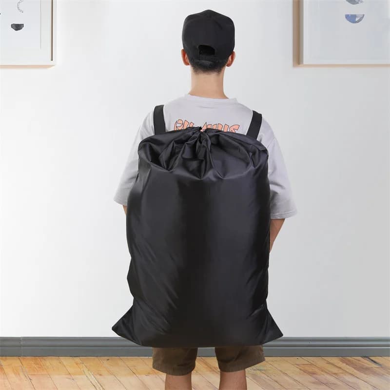 Heavy Duty Waterproof Backpack Black One Size Portable Polyester Laundry Bags Large Travel Bags to Store Travel Clothes