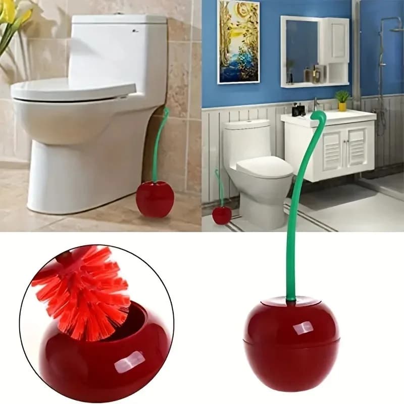 Cherry Toilet Brush and Holder Set, Cherry Bathroom Decor, Decorative Toilet Scrubber Bowl Cleaners Brushes, Eclectic Home Decor