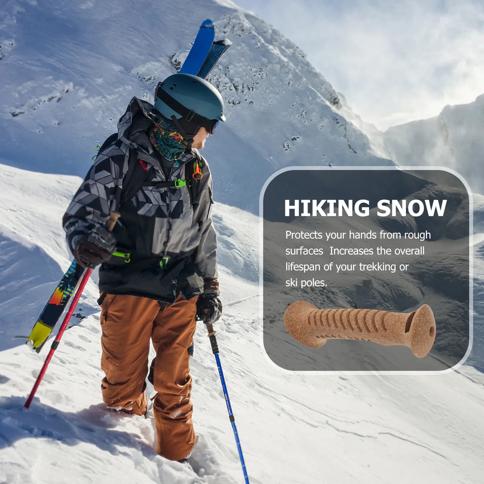 Sughero Spare Parts for Stroller Stick, Ergonomic Design, Usura Resistant, for Hiking, Trekking, Skiing and Open Use