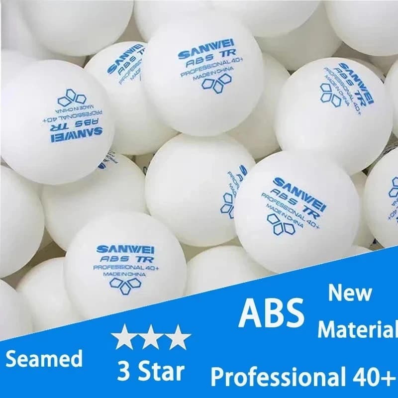 50Pcs Table Tennis Balls SANWEI TR 3-Star White New ABS Plastic Material 40+ Professional Ping Pong Ball for Club Training Balls