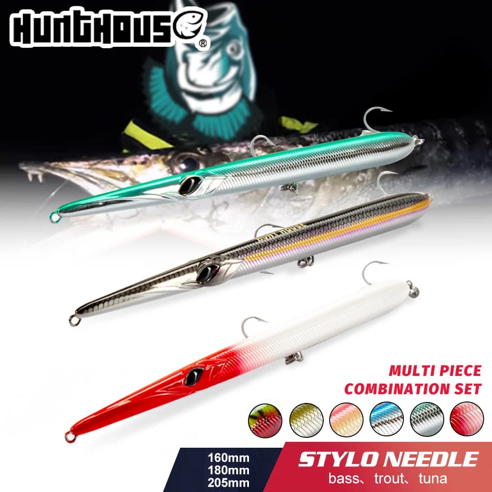 Hunthouse 3PCS Ago Stylo Esche da pesca 18/24/31/36g Matita a lancio lungo Stickbait Galleggiante e affondante Garfish pesca Attrezzatura
