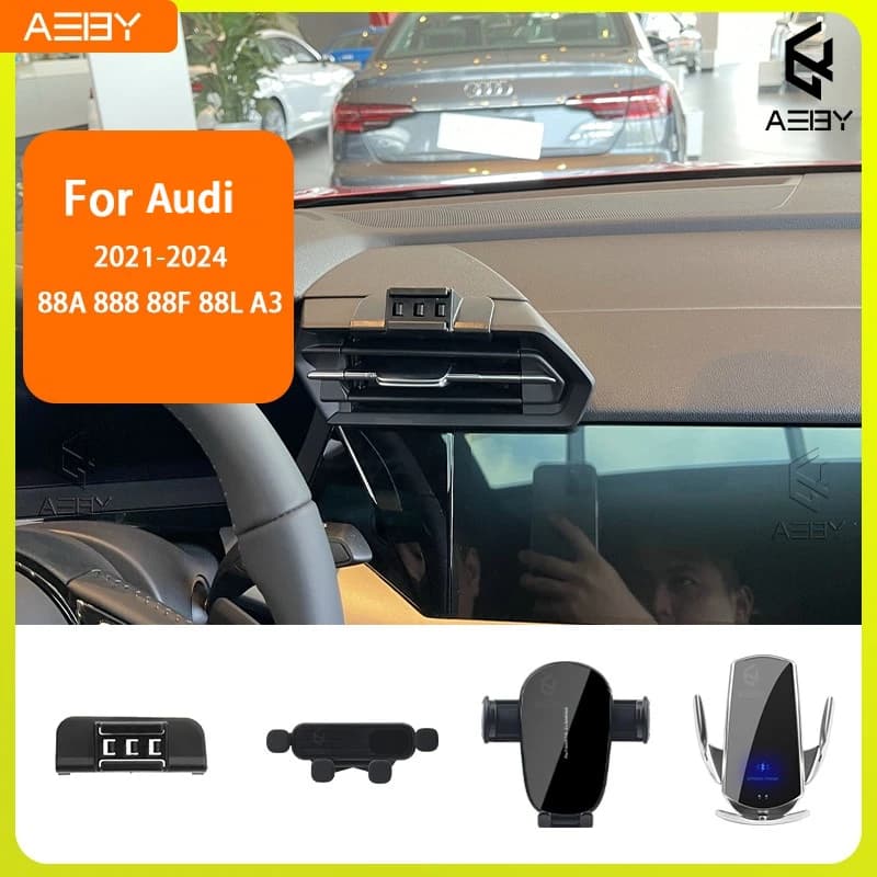 Supporto per Telefono per Audi A3 88A 888 88F 88L 2021-2024, Base Fissa Speciale con Ricarica Wireless per Interni Auto