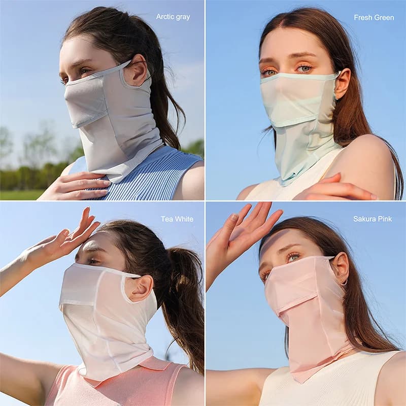 Maschera di protezione solare integrale in seta di ghiaccio Maschere sportive da corsa traspiranti Morbide regolabili anti-ultravioletti sottili per il golf all'aperto