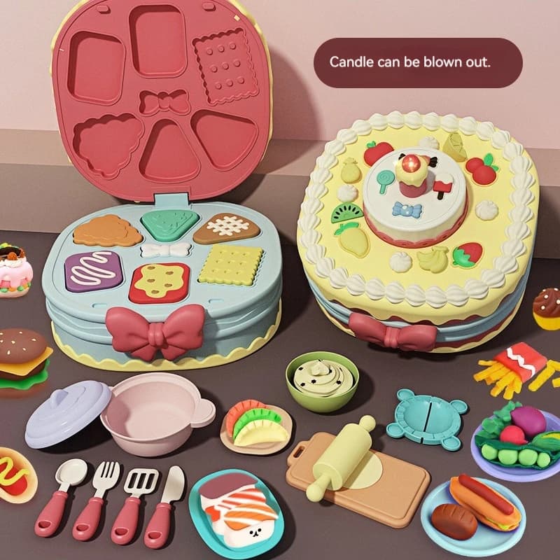 Play Dough Set Musical Birthday Cake Shaped Clay Molds Tools Super Light Clay Diy Craft Modeling Toy For Home Diy Craft Activity