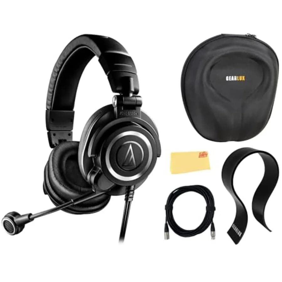 Cuffie per Streaming ATH-M50XSTS Nere con Custodia, Supporto, Cavo XLR e Panno Lucidante per Monitoraggio in Studio