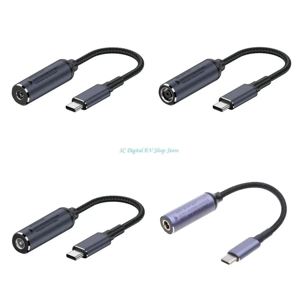 E74D USB C to 5.5x2.5mm 4.5x0.6mm 5.5x1.0mm Female Cable for Laptops Smartphones