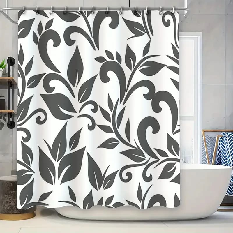 Tenda da doccia classica floreale in tessuto Decorazioni per la casa Accessori da bagno impermeabili 180x240 cm Modello grigio bianco nero