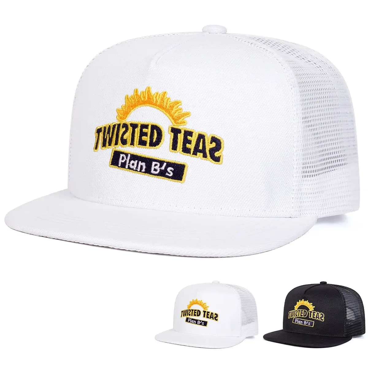 Cappelli Unisex TWISTED TEAS con Ricamo, Stile Hip-hop, Rete Traspirante, Primaverili ed Estivi, Regolabili, Casual, da Baseball, Trucker, Protezione Solare