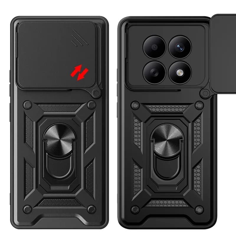 Custodia per Xiaomi Redmi Note 15 5G con Anello Magnetico e Protezione Fotocamera Scorrevole, Cover Posteriore Rinforzata per Redmi Note 15 4G