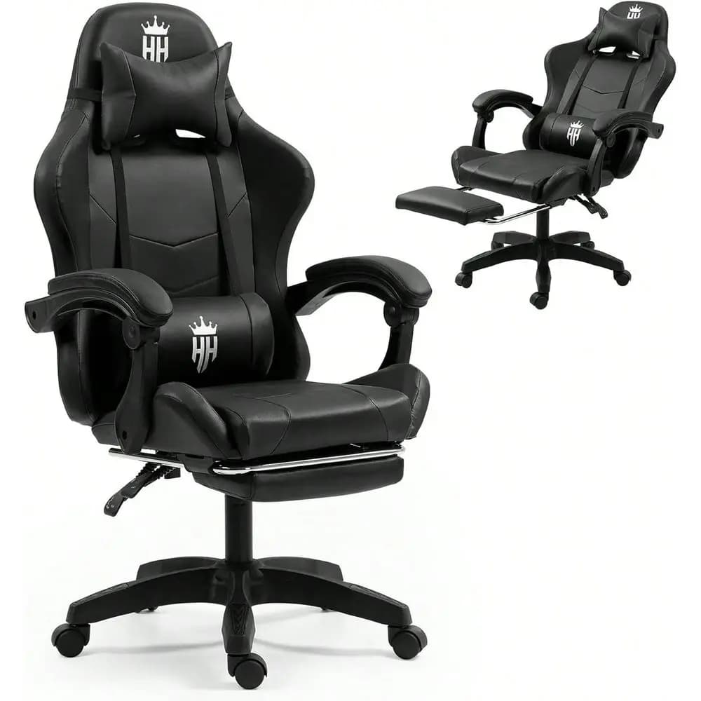 Sedia con poggiapiedi Sedia ergonomica per computer per adulti, poggiatesta regolabile, cuscino lombare, sedia da gioco reclinabile di grandi dimensioni B