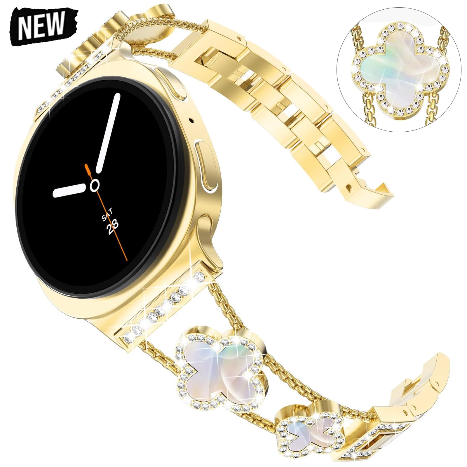 Cinturino con diamanti per Samsung Galaxy Watch 8 44mm 40mm Bracciale da donna di lusso dal design lucido per Samsung Galaxy 8 Classic 46mm Correa