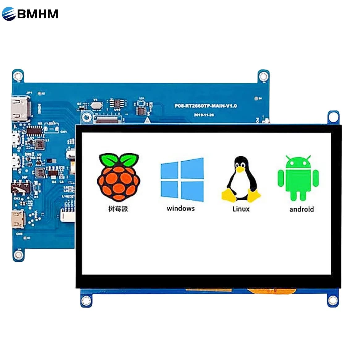 7 inch LCD display HDMI support compatible with 1024x600 multi-system capacitive touch screen for Raspberry Pi