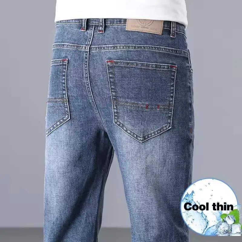 Men's classic slim summer jeans, in elastic cotton, soft and comfortable, fashionable, casual, from work, in denim, men's clothing