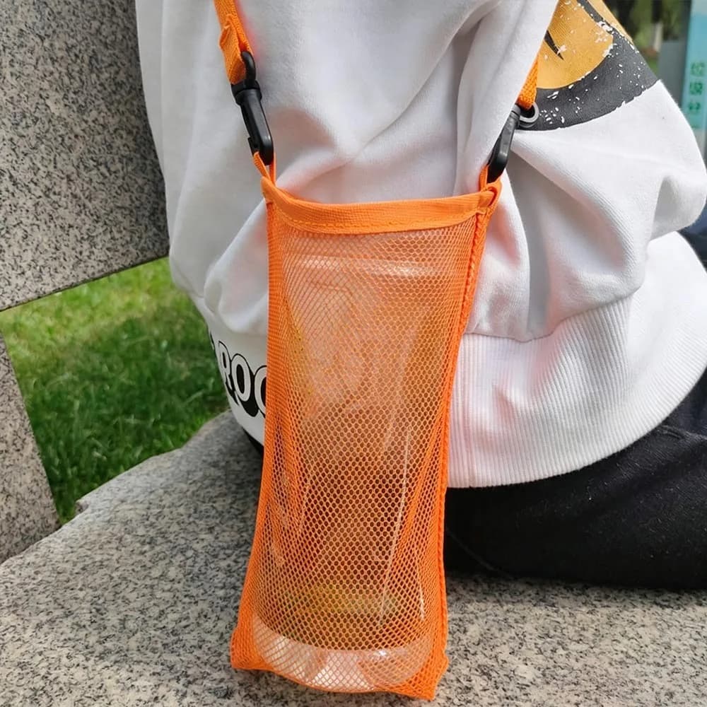 New Useful Single Shoulder Water Cup Bag Unisex Portable Sport Water Bottle Cover With Strap Cup Sleeve Mesh Cup Pouch