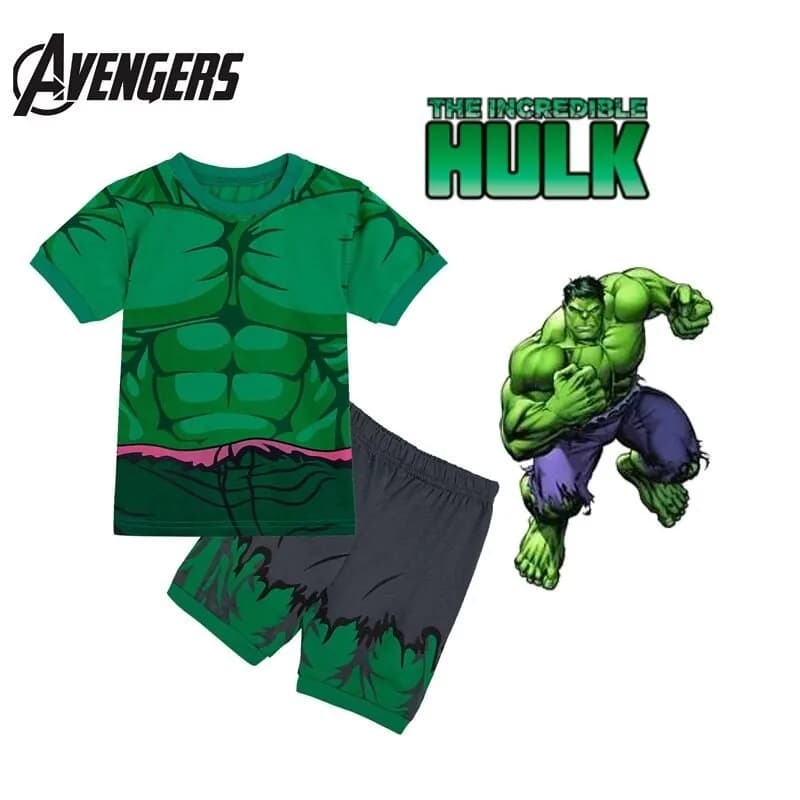 Costume da Hulk per Bambini, Manica Corta, Nuovo Outfit Estivo da Supereroe Marvel per Halloween
