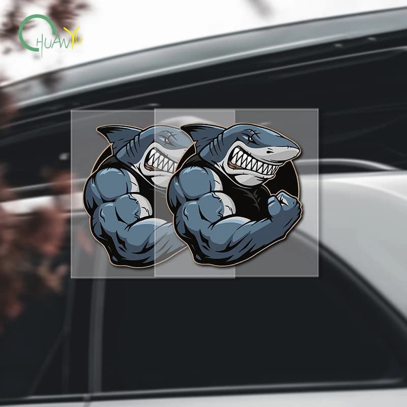 Muscle Shark Fun Creative per gli amanti del fitness, adesivo per auto, copertura antigraffio, decorazione per la carrozzeria