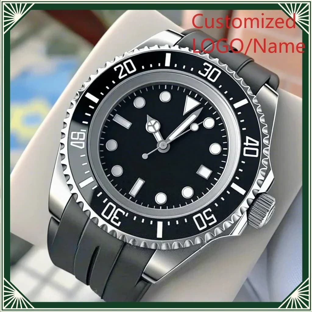 A186. Store 44mm Men's Automatic Sports Watch, All-Black, Scratch-Resistant Stainless Steel Case Customized Watches