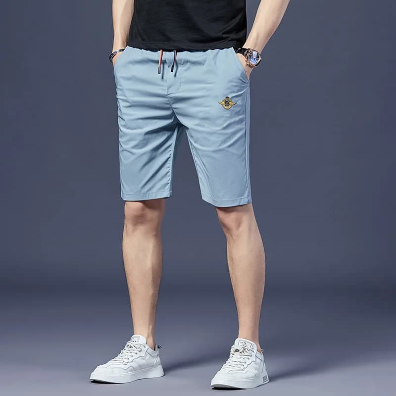 Pantaloncini Casual da Uomo Blu, Sottili, Lunghezza al Polpaccio, alla Moda, Sportivi, di Tendenza, Asciugatura Rapida