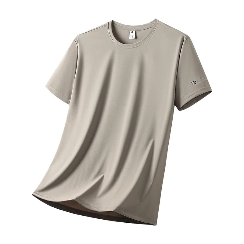 T-shirt da uomo per sport all'aria aperta, assorbente, ad asciugatura rapida, casual, traspirante, estiva, versatile, in seta ghiaccio, a maniche corte