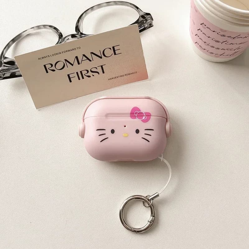 Carino Sanrio Hello Kitty Custodia per auricolari per Airpods 1 2 3 4 Pro 2 Auricolare Bluetooth senza fili Custodia protettiva con moschettone
