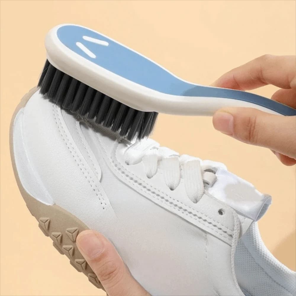 Set di 2 Spazzole Multiuso Pratiche con Manico Lungo Portatile per Pulizia, Spazzola per Scarpe in Plastica, Spazzola per Vestiti