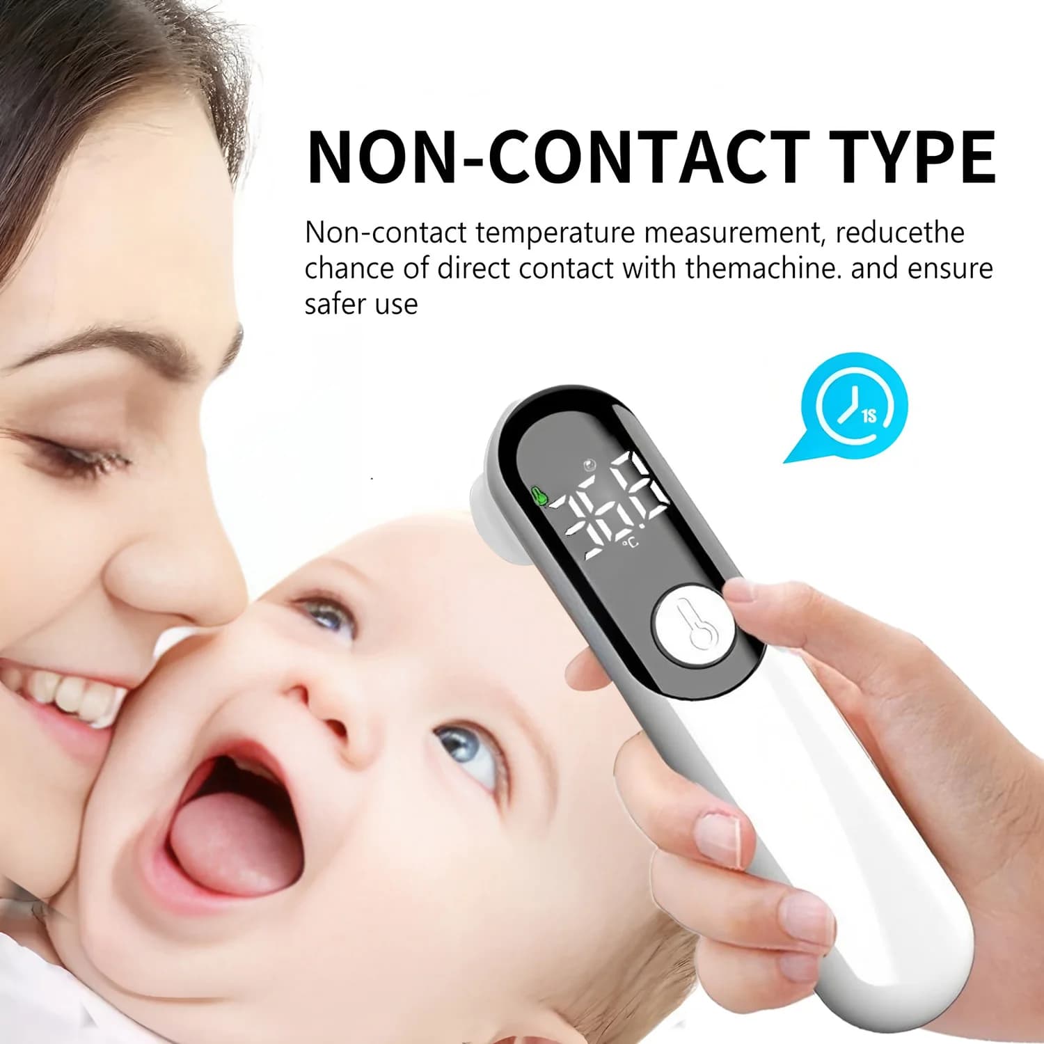 Portable infrared fever thermometer Digital thermometer for infants without contact Laser Body temperature Ear thermometer Oximete finger pulse